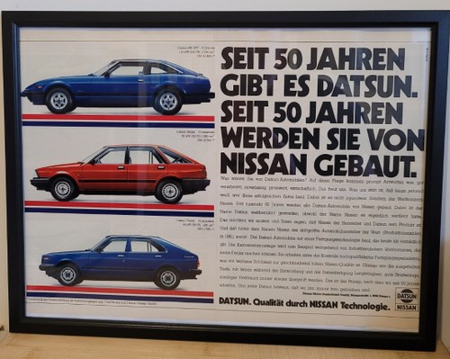 1950 Original 1983 Datsun Framed Advert In vendita