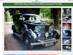 1938 1939 Rolls Royce 25/30 Wraith Park Ward Limousine VENDUTO