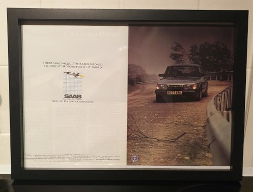 Original 1985 Saab 900 Turbo Framed Advert For Sale