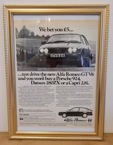 1977 Original 1980 Alfa GTV6 Framed Advert For Sale