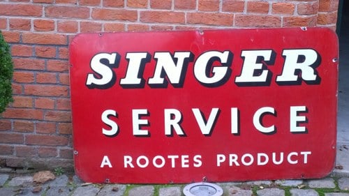 1950 Singer Enamel plate For Sale