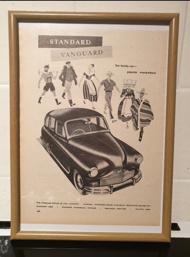 1949 Standard Vanguard Framed Advert Original  For Sale