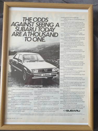 1981 Original Subaru GLF advert For Sale