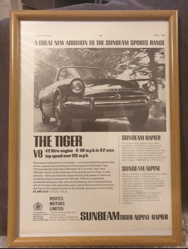 1965 Original Sunbeam Tiger Advert SOLD