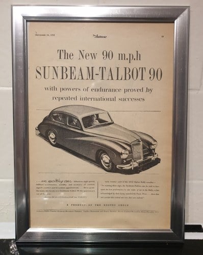 Original Framed Sunbeam-Talbot 90 Advert For Sale