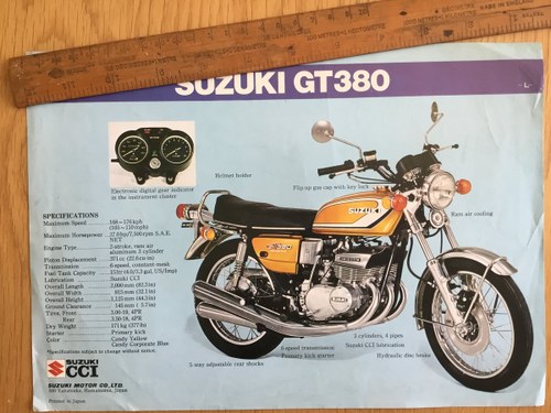 1974 Suzuki gt250 and gt 380 brochure VENDUTO