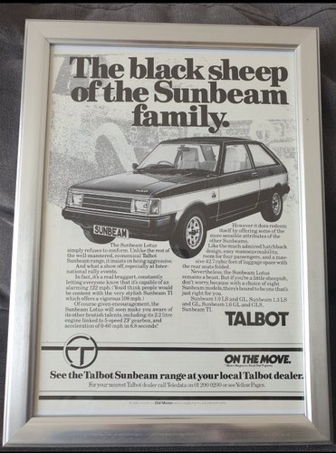 1981 Original Talbot Sunbeam Lotus advert For Sale