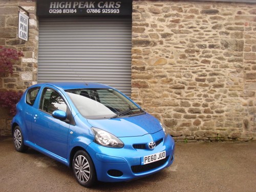 2010 60 TOYOTA AYGO 1.0 VVTI BLUE 3DR. 24969 MILES. £20 RFL. For Sale