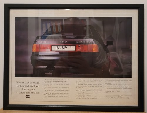 1986 Original 1989 Audi 90 Quattro Framed Advert In vendita
