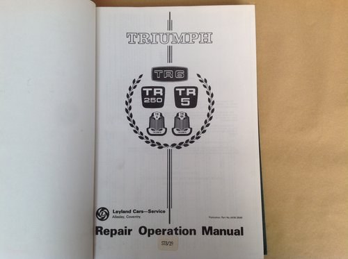 Triumph TR5 & 6 Repair Operation Manual AKM3646 SOLD