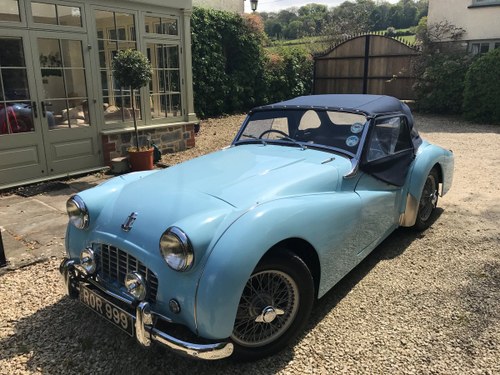 1957 Stunning TR3 in Baby Blue - Overdrive, RHD For Sale