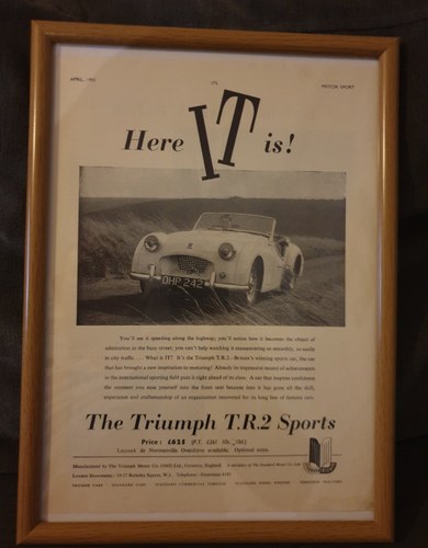 1955 Triumph TR2 Advert Original  For Sale