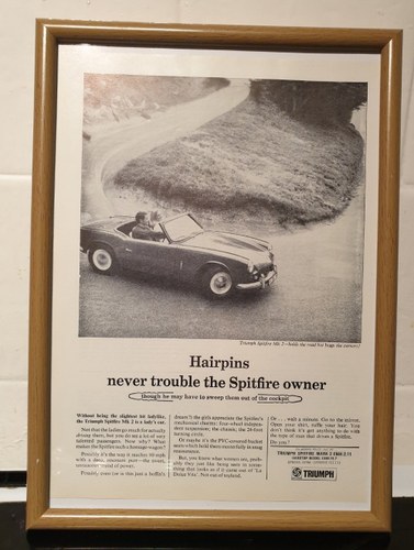 Original 1966 Triumph Spitfire Framed Advert For Sale