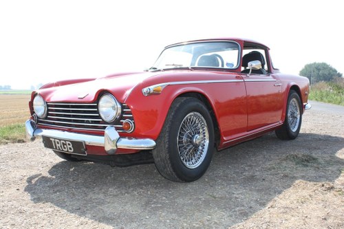 TR5 1968 SIGNAL RED WITH BLACK INTERIOR. SURREY HARD AND SOF SOLD