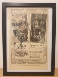1953 Original 1928 Tickford Framed Advert  In vendita
