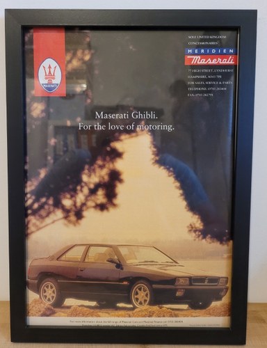 1973 Original 1993 Maserati Ghibli Framed Advert For Sale