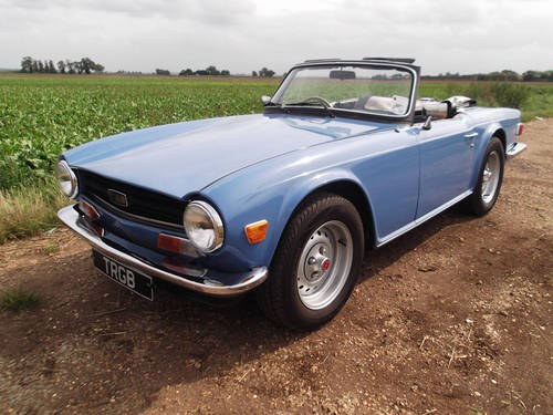 1974 TRIUMPH TR6 FRENCH BLUE WITH OVERDRIVE SOLD