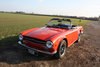 1973 RED UK TR6 PROJECT CAR WITH OVERDRIVE SOLD
