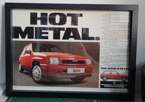 1968 Original 1988 Vauxhall Nova GTE Framed Advert For Sale