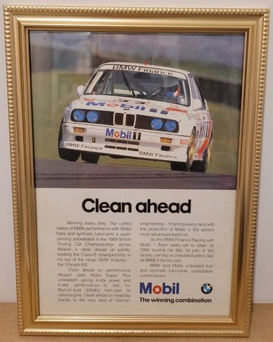 1962 Original 1989 BMW M3 Framed Advert For Sale