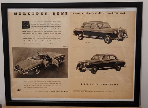 1957 Original 1956 Mercedes-Benz Framed Advert For Sale