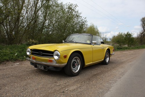 1973 TRIUMPH TR6 MIMOSA YELLOW WITH BLACK INTERIOR SOLD