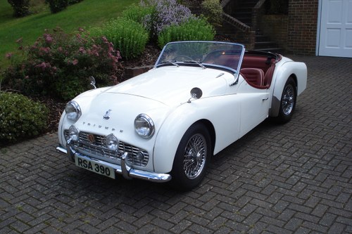 1959 Triumph TR3A –  Sebring White with Red Cherokee Trim For Sale