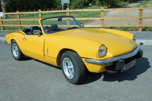 1975 Spitfire 1500 with Overdrive, Inca Yellow, Black Interior For Sale