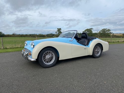 1959 Triumph TR3A in Powder Blue over Old English White For Sale