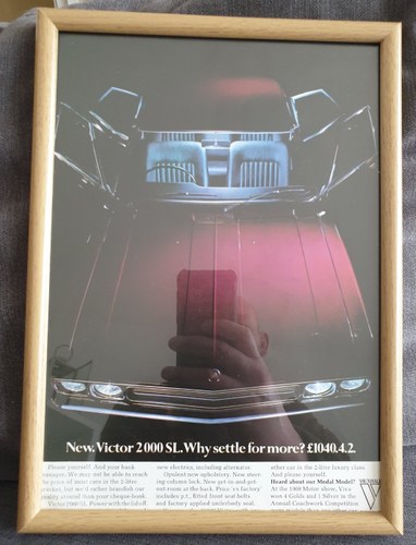 Original 1970 Vauxhall Victor Framed Advert For Sale