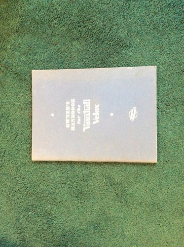 1950 Vauxhall velox Owners Handbook For Sale