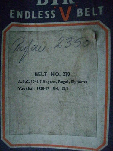 V-belt BTR 270 for Vauxhall 1936-47 In vendita