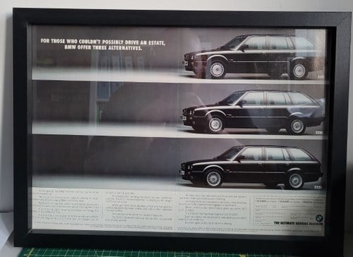 1991 Original 1989 BMW 3 Series Touring Framed Advert For Sale