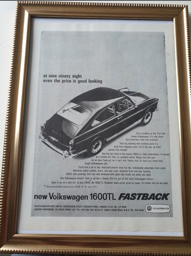 1966 VW 1600 Fastback Advert Original  For Sale