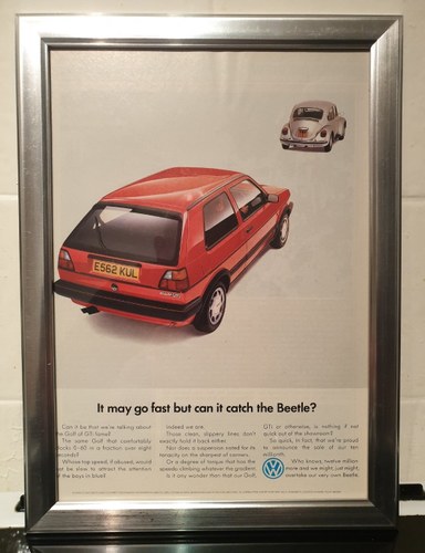 Original 1988 Golf GTi Framed Advert For Sale