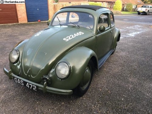 1952 Beetle Standard with sunroof. Genuine British army For Sale