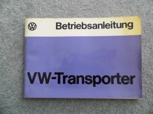 User manual VW Transporter 1974 german used In vendita