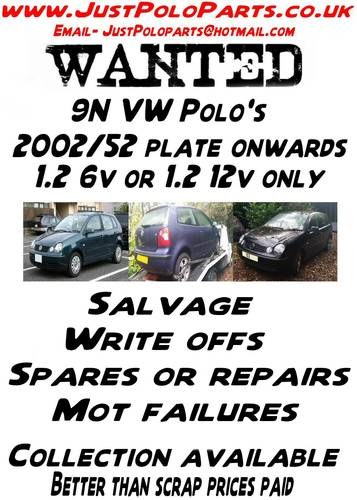 VW Polo 9N 1.2 6v AWY & 1.2 12v AQZ scrap mot failures non r