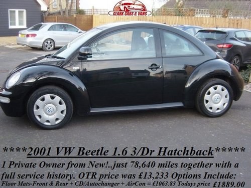 2001 Volkswagon Beetle 1.6SR/3 Door Hatchback SOLD