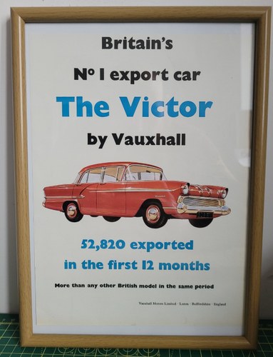 1956 Original 1958 Vauxhall Victor Framed Advert For Sale