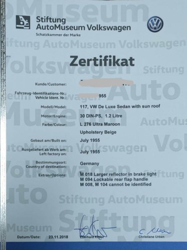 VOLKSWAGEN Coccinelle OVALE SUNROOF JUDSON - 1955 A vendre