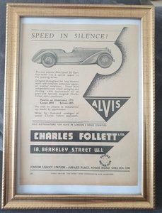 1988 Original 1934 Alvis Framed Advert In vendita