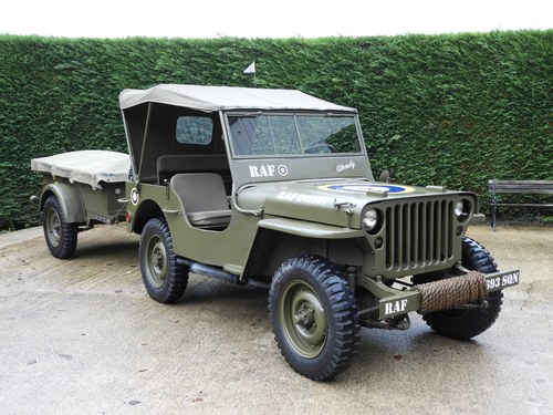 1943 GENUINE WILLYS MB JEEP WITH TRAILER FULLY RESTORED In vendita