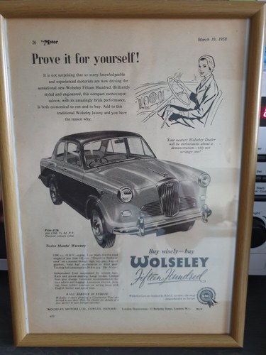 1958 Original Wolseley 1500 Advert VENDUTO