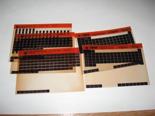 Parts microfiche for Yamaha XT500 1976 - 1981 In vendita