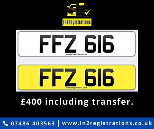 FFZ 616 Dateless 3x3 Number Plate. SOLD