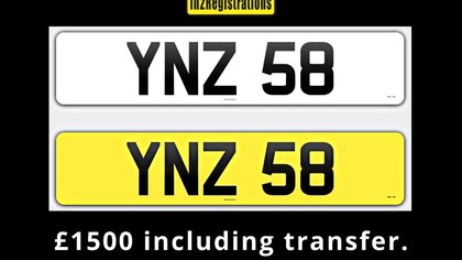 YNZ 58 Dateless 3x2 Number Plate.