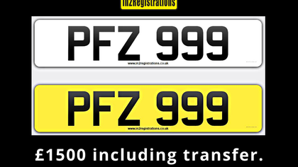 PFZ 999 Dateless 3x3 Number Plate.