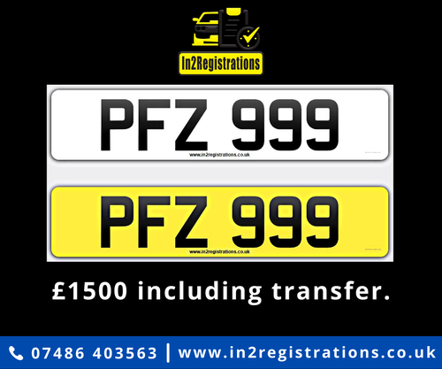 PFZ 999 Dateless 3x3 Number Plate. For Sale
