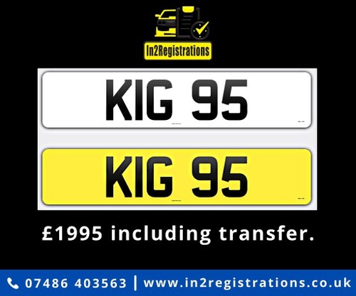 KIG 95 Dateless 3x2 Number Plate. For Sale